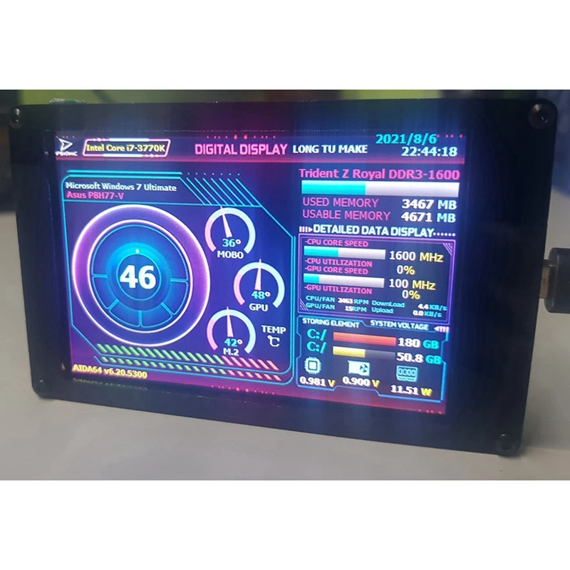 2 Set 3.5 Inch IPS USB Mini Screen AIDA64 PC CPU RAM HDD Data Monitor Computer Temperature Display Type-C Sub Screen