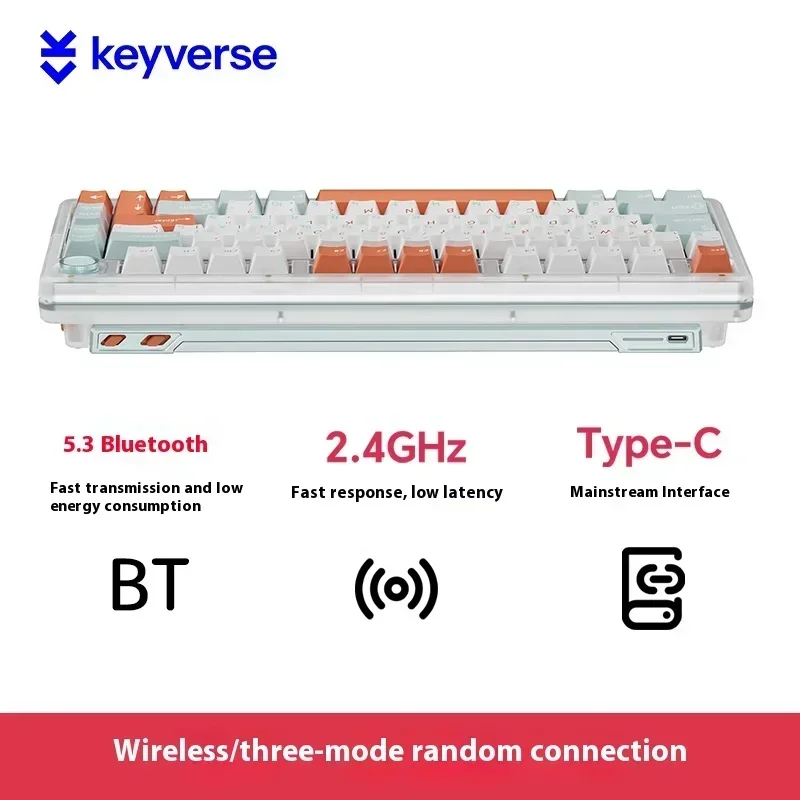 Keyverse Infi75 Lite Gaming Keyboard Tri Mode Multifunctional Knob Wireless Mechanical Keyboard 81Keys Hot Swap Gasket Pc Gifts