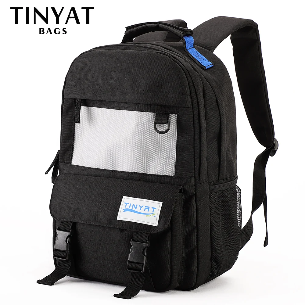 

TINYAT Canvas Backpack Men Women Laptop Computer School Backpacks Waterproof Leisure For Teenage Travel Shoulder Book Bag