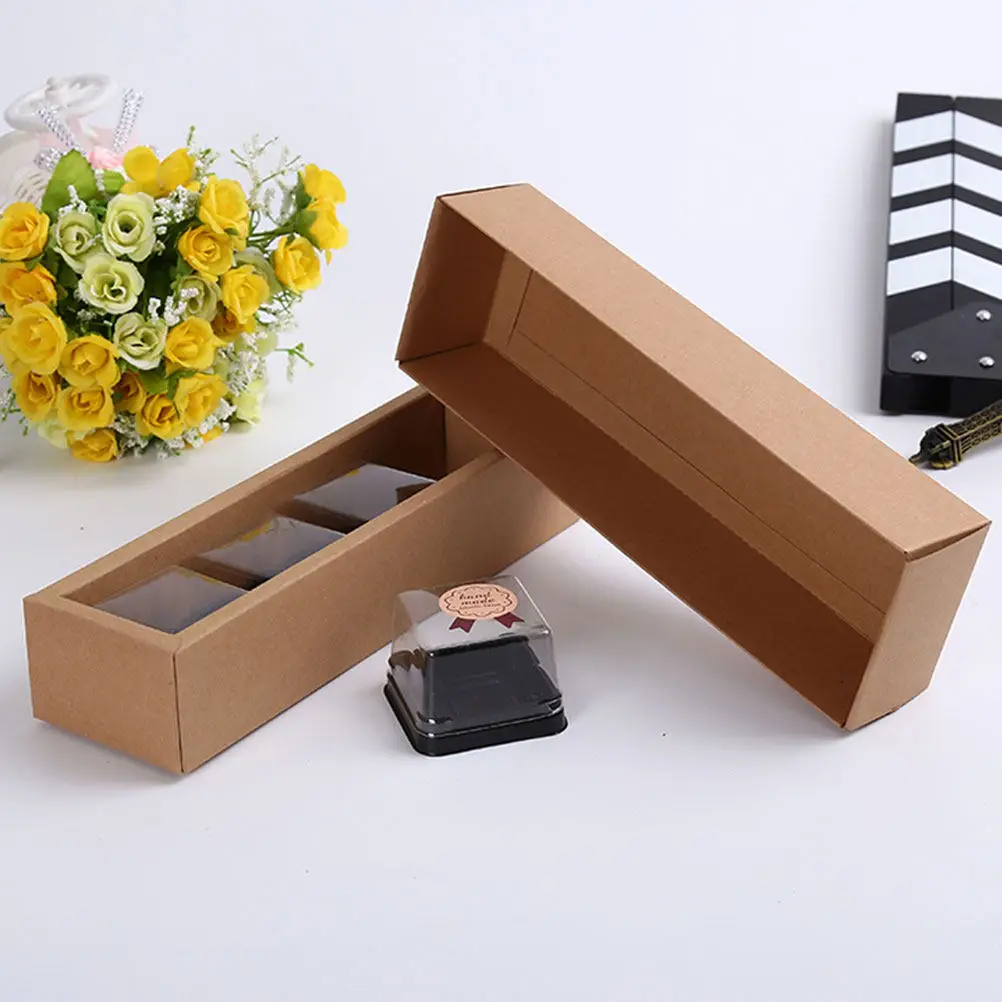 10Pcs Macaron Containers Kraft Paper Dessert Boxes Food Safe Thick for French Macarons Cookies Muffins