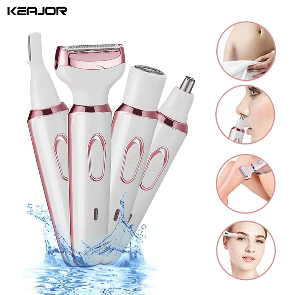 Electric Shaver For Woman Body Hair Removal Epilator Painless Cordless Trimmer Women Face Leg Bikini Razor 4 in 1 Hair Remover