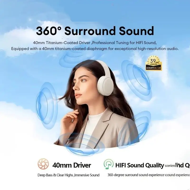NEWMSNR TH30 HIFI Shock Bass Headsets Wireless Bluetooth5.4 Headphones Noise Reduction Gaming Earphones in HD Mic Support TF/AUX