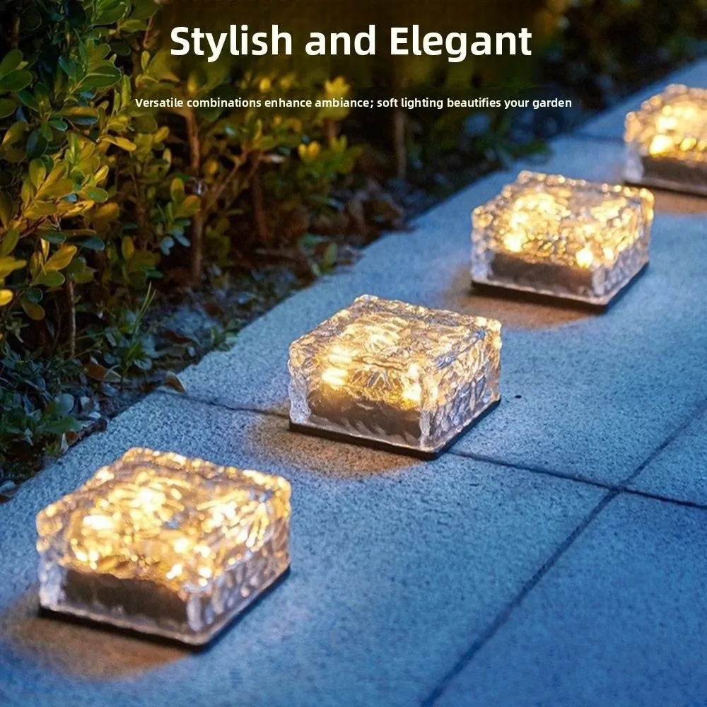 

Waterproof Solar Brick Lamp Energy-Saving Wireless Solar Ice Cube Light Decorative Semi-transparent LED Pathway Light