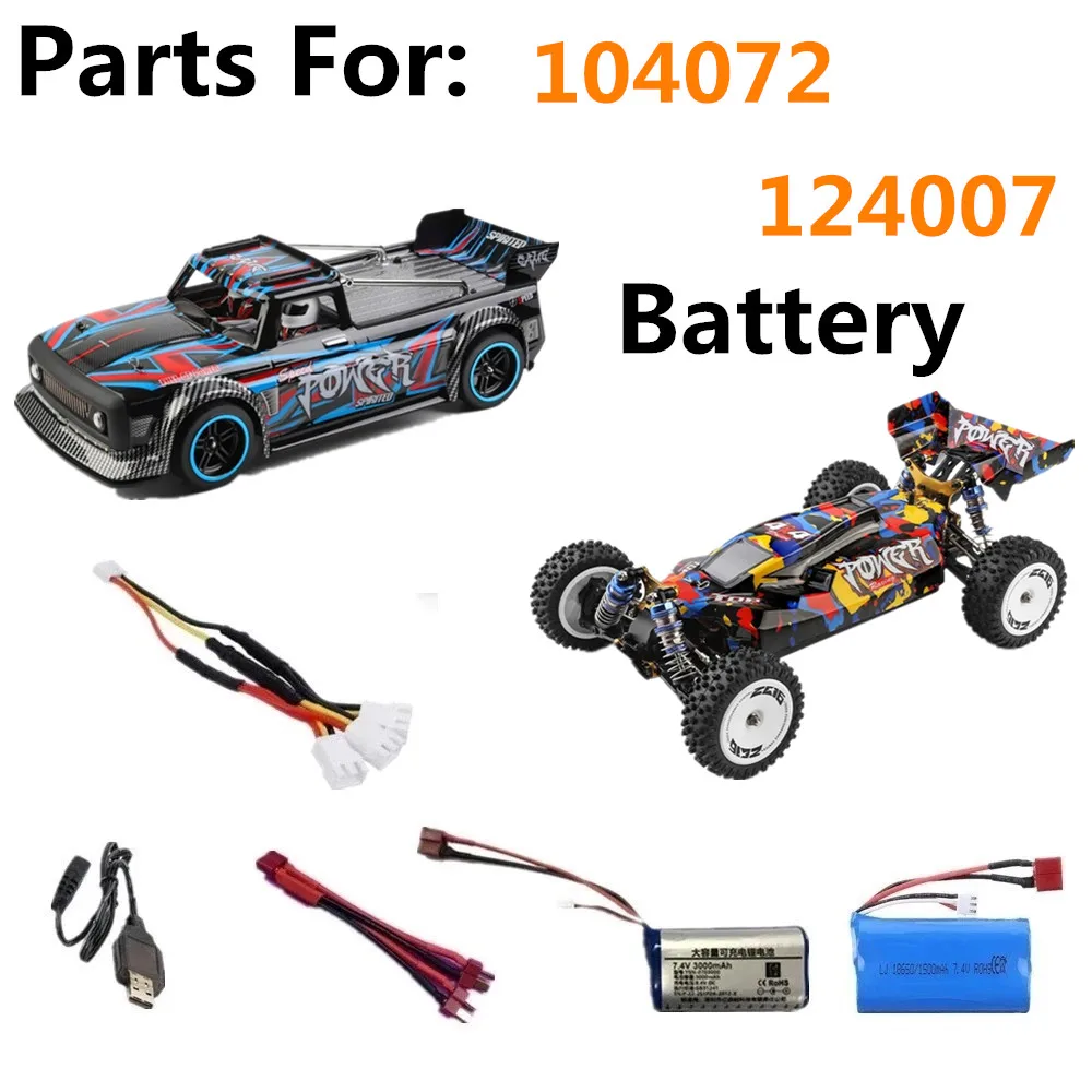 Acessórios Bateria Para WLtoys 124007   Carro RC 7,4V 1500mAh / 3000mAh WL 124007   Plugue T da bateria / cabo 3 em 1