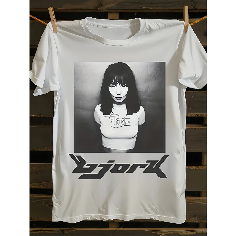 Male and Female Bjork Portrait Poet Retro T-shirt Summer New Style Unisex Casual T-shirt