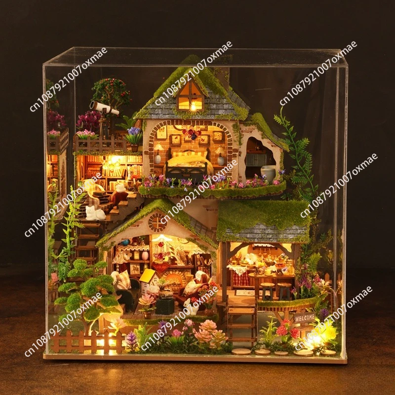 

Cabin Forest Adventure Villa Handmade Assembled Toy Model DIY Wooden Toy Small House Gift