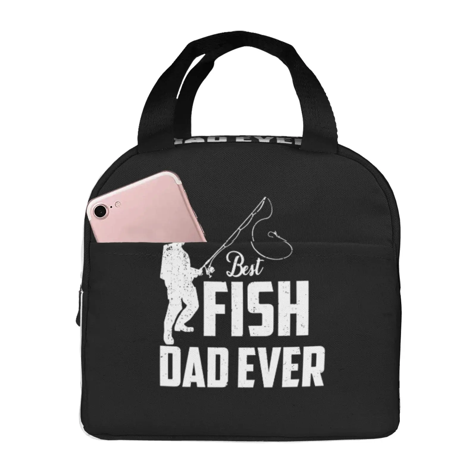 Fish Ally Best Dad Ever Pattern Portable Lunch Boxes Waterproof Thermal Cooler Food Insulated Lunch Bag Kids School Children