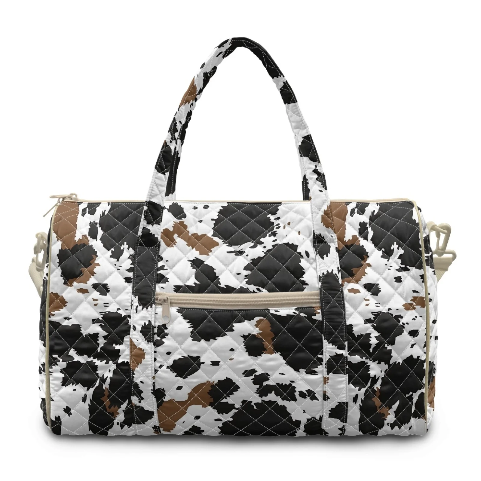 Coloranimal Cowhide Print Carry on Duffel Bags Polyester Large Capacity, Washable Gym Bag for Women Travel and Camping