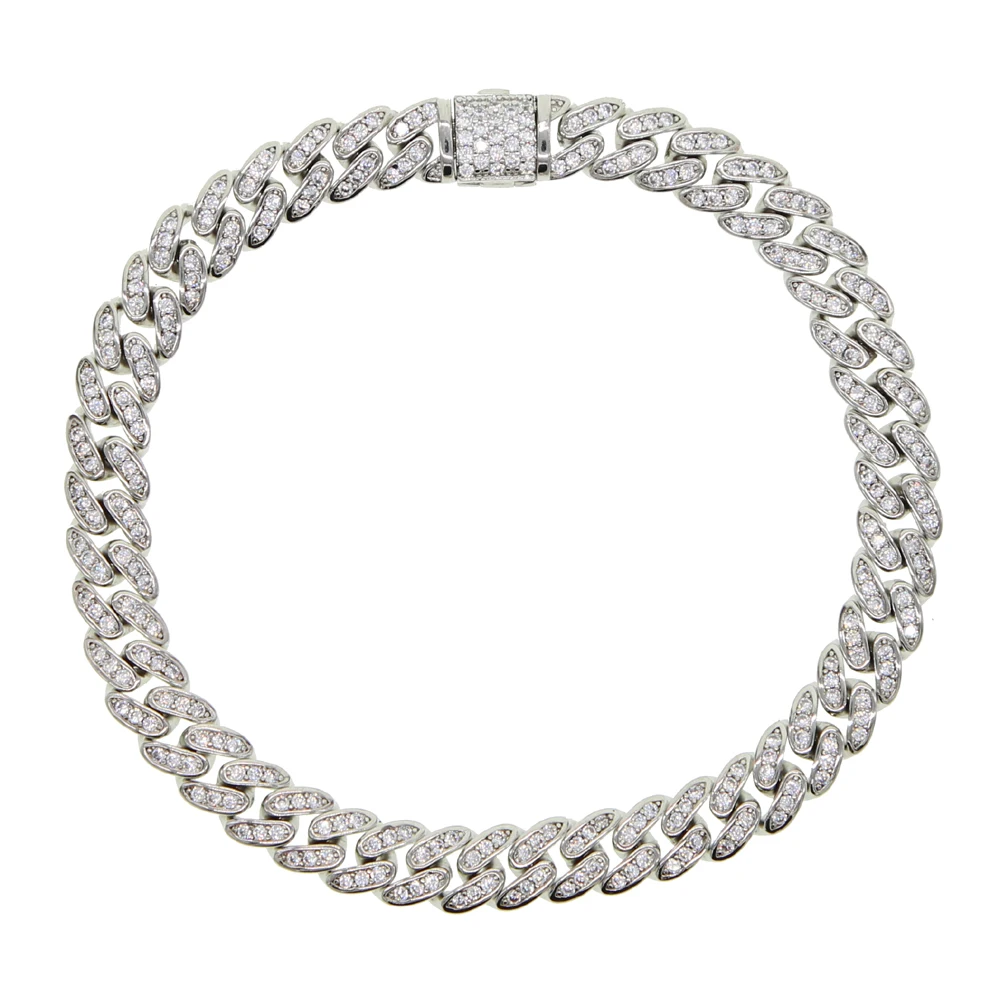 Fashion New Miami Cuban Link Chain Bracelet With Bling Cz Jewelry Wholesale Hip Hop Women Bracelet For Party Jewelry Drop Ship