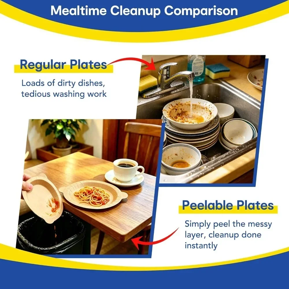 20PCS Food Grade Disposable Paper Plates Waterproof Oilproof Heat Resistant Eco Friendly Microwave Safe Home Camping Outdoor
