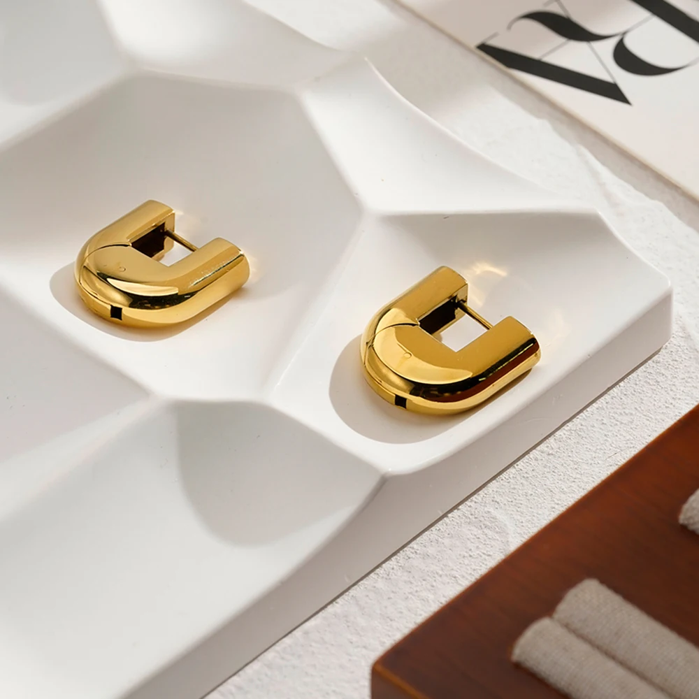 ENFASHION Aretes De Mujer Grossy U Shape Stud Earrings For Women's Stainless Steel 18K Gold Plated High Street Jewelry E251788