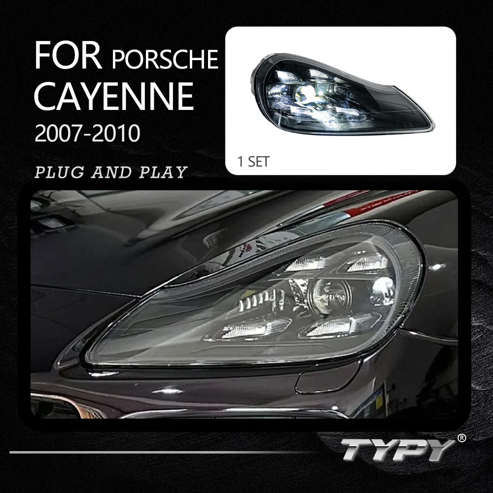 TYPY Car Light For Porsche Cayenne 957 Headlight 2007-2010 Full LED Laser Matrix Headlamps DRL Projector Lens