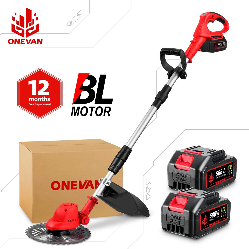 ONEVAN 10인치 브러시리스 전기 잔디 깎는 기계 36000RPM 무선 잔디 트리머 접이식 정원 도구 (마키타 18V 배터리 핀용)