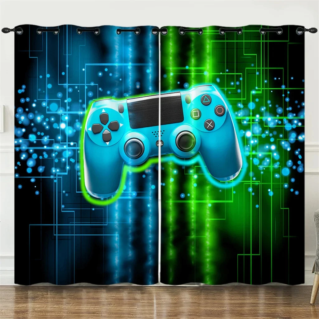 2024 Gamepad Player Game Elements Curtain Kids Boys Girls Room Decor Bedroom Living Room Shade Curtain 2 Panels Free Delivery