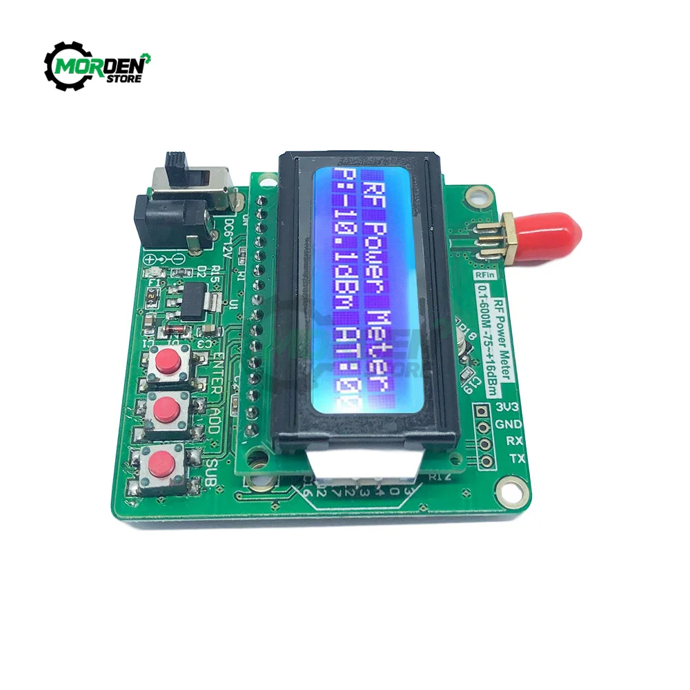 1-600MHz Power Meter Digital LCD RF Power Meter -75~16 dBm Radio Frequency Attenuation Value AT Attenuation dB Module