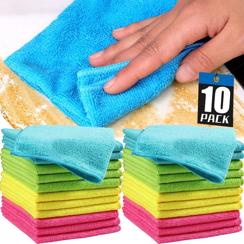 

1/10pcs Colorful Microfiber Dishcloths Rag Absorbent Towel Car Glass Cleaning Towels Home Multifunction Kitchen Cleaning Cloths