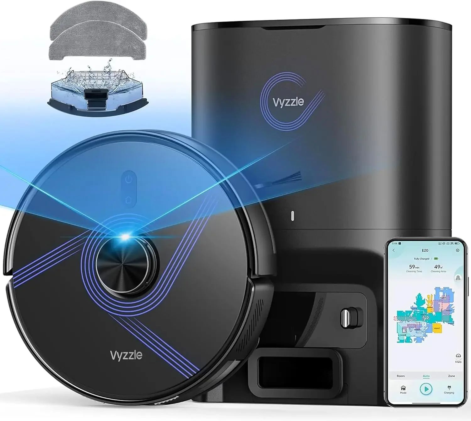 

Robot Vacuum and Mop 4 in 1 Robotic Vacuum Cleaner with Self Emptying Base 8000Pa Vacuum Robot with LiDAR Navigation 60 Days