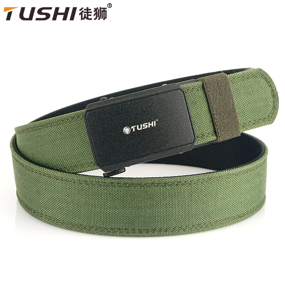 

TUSHI Men Army Tactical Hanging gun belt Webbing Adjustable Military Style Nylon Canvas Outdoor Special Forces Metal Belts