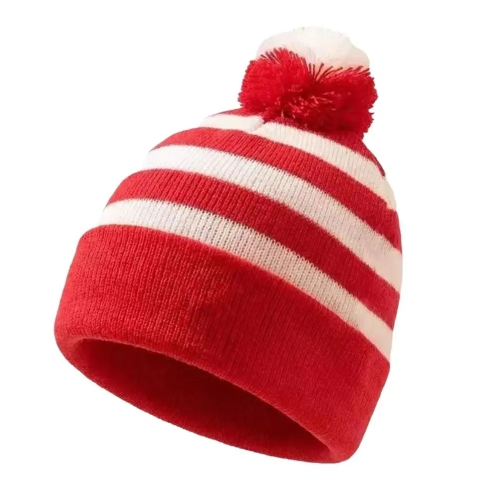 Gift Merry Christmas Hat Christmas Knitted Hat Warm Green Red Santa Beanie Hat Crochet Woolen Hat Striped Hat Adult