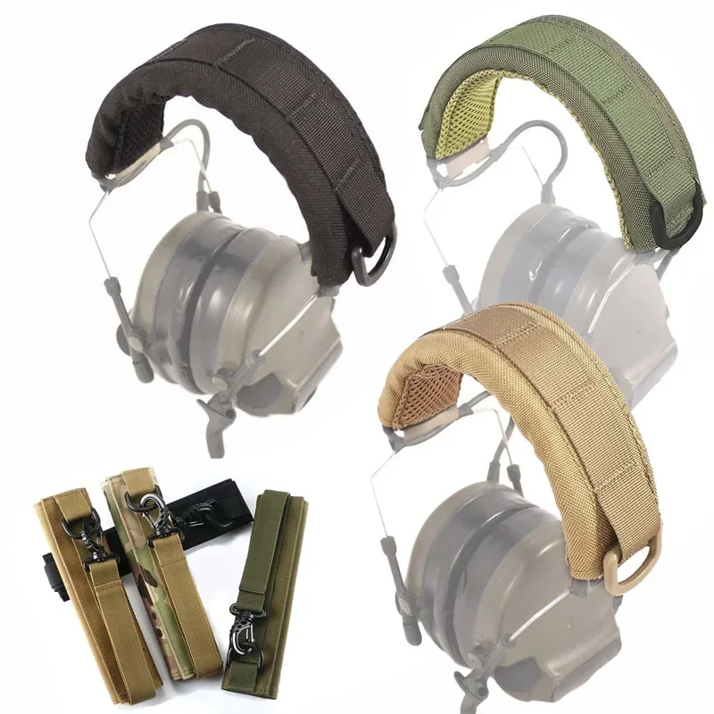 Tactical Modular Headset Cover Molle Headband Earphone Microphone Protection Case Hunting Earmuff Headphone Stand Strap