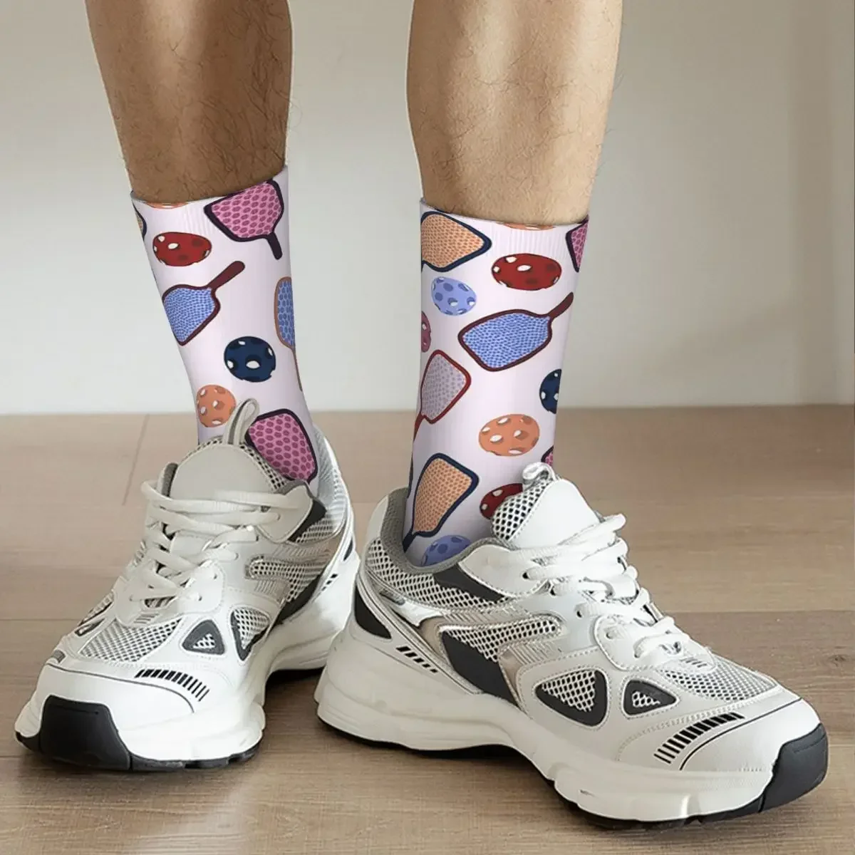 Calcetines con patrón de Pickleball Harajuku para hombre y mujer, medias largas de alta calidad, accesorios para todas las estaciones, regalos de navidad