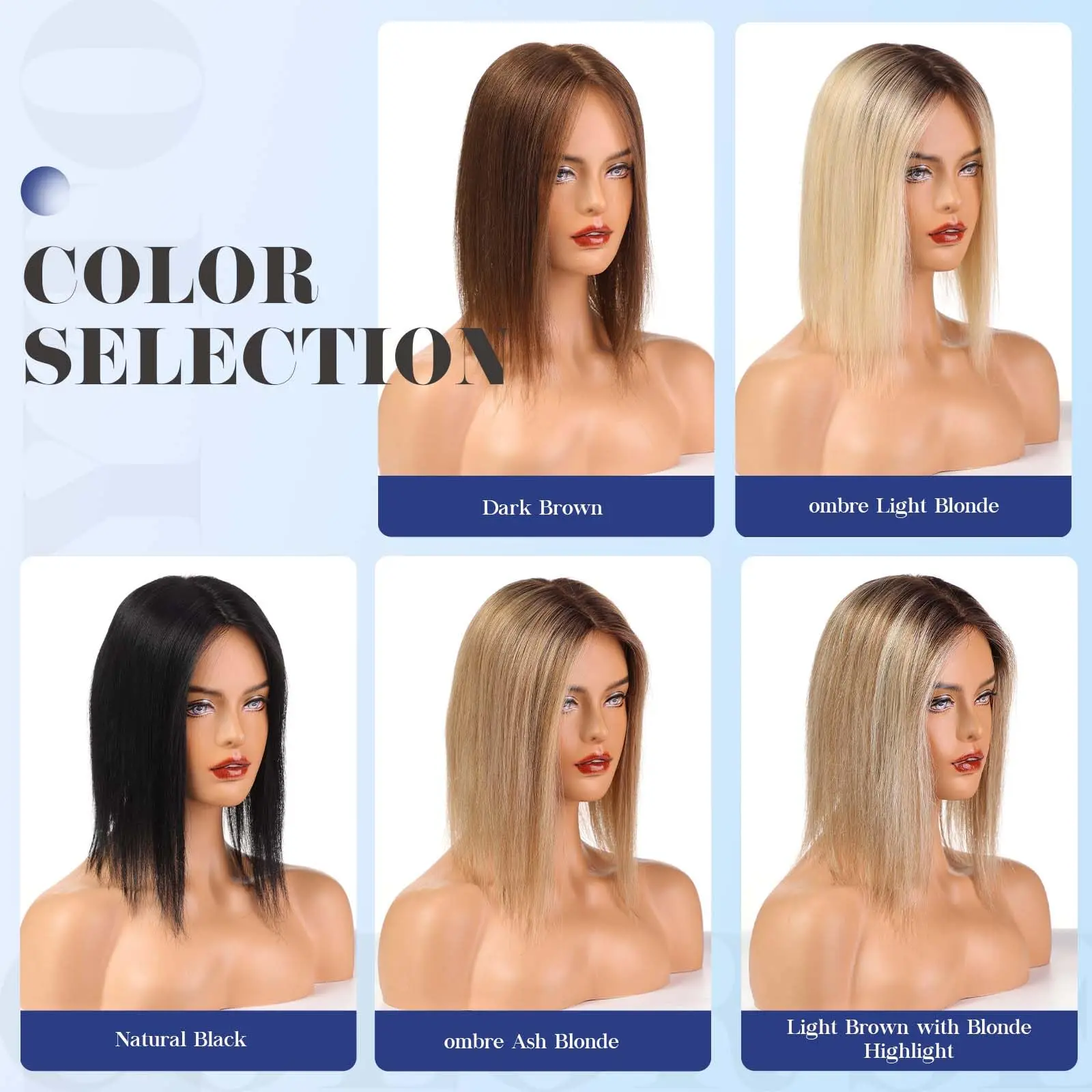 Toppers de cabelo humano marrom, parte intermediária, 14 polegadas, 5x5.5 polegadas, base grande, 4 clipes, topper de cabelo humano natural para mulheres com desbaste