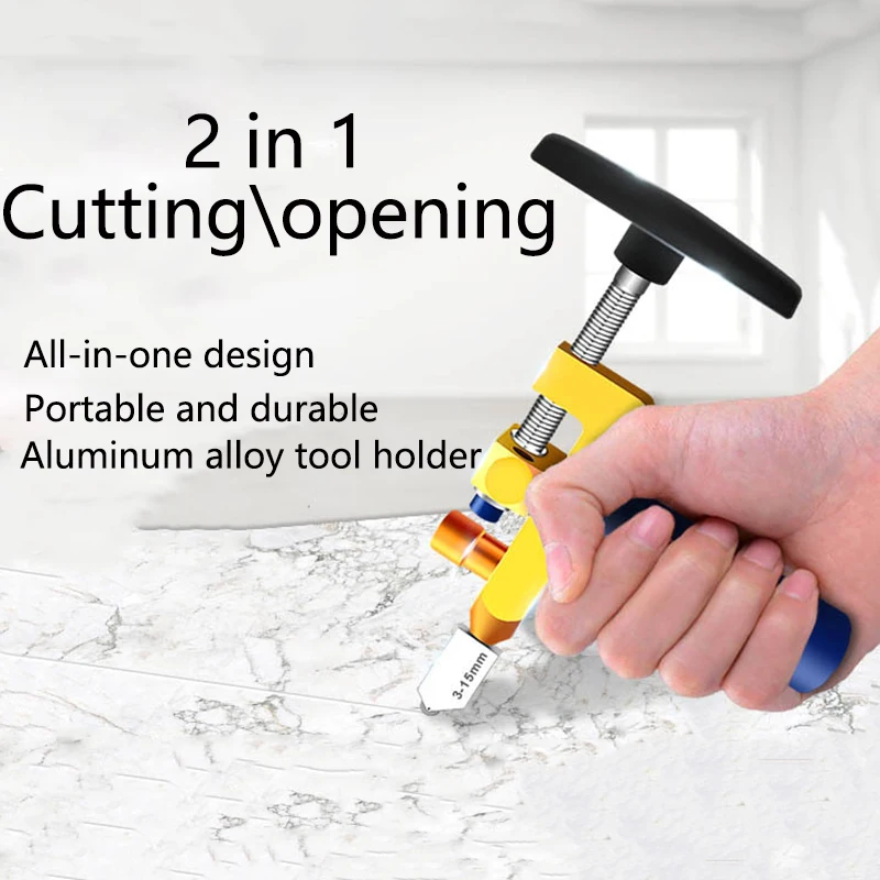 2 In1 Ceramic Tile Glass Divider Cutting Tool Glass Tile Cutter Portable Construction Cutter Diamond Cutting Tool Slice Locator