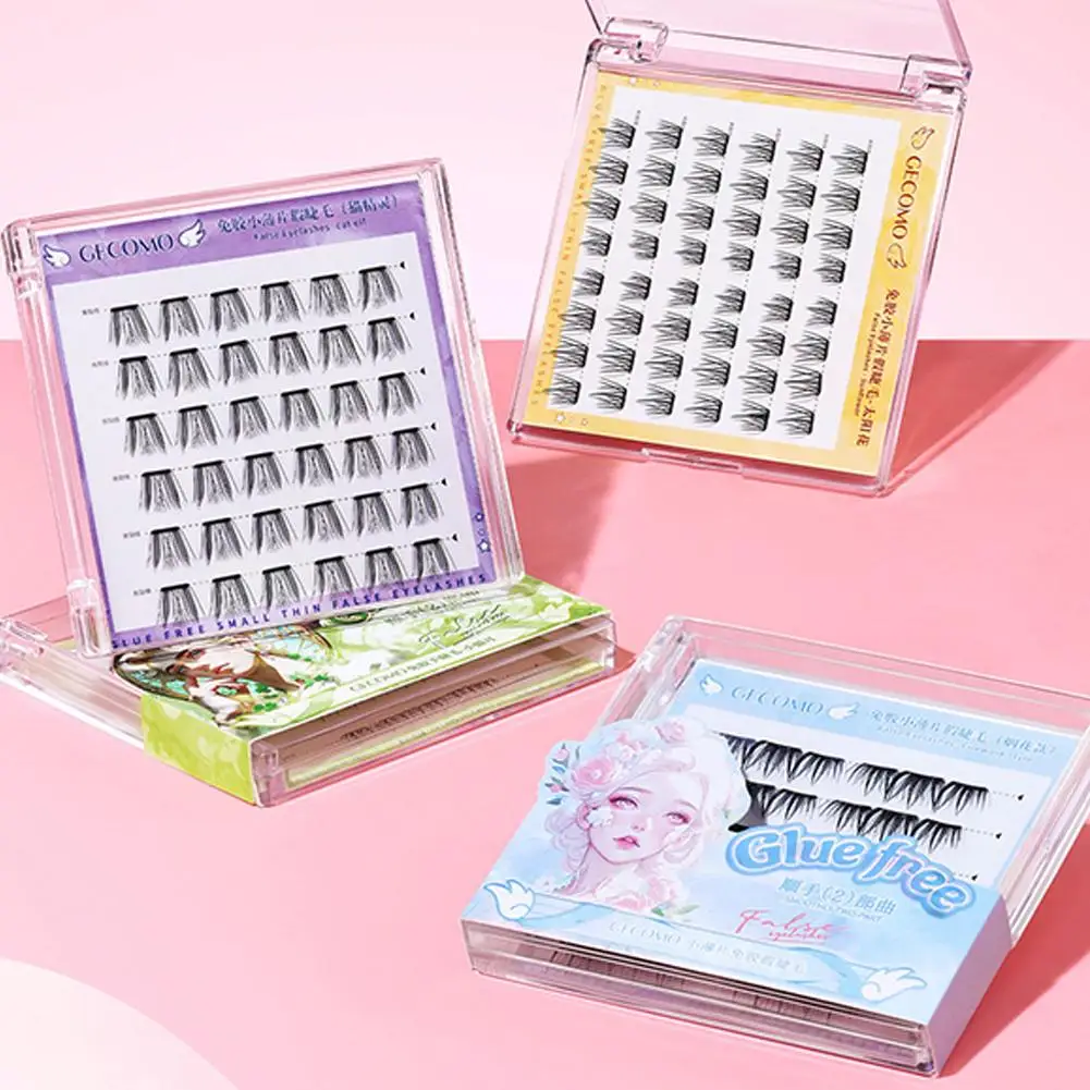 Kleber-freie Falsche Wimpern Natur Einzelne Cluster Segmentierte Curl Typ Up Untere DIY Gefälschte Make-Up Verlängerung Oberen Wimpern dichte E N4U5