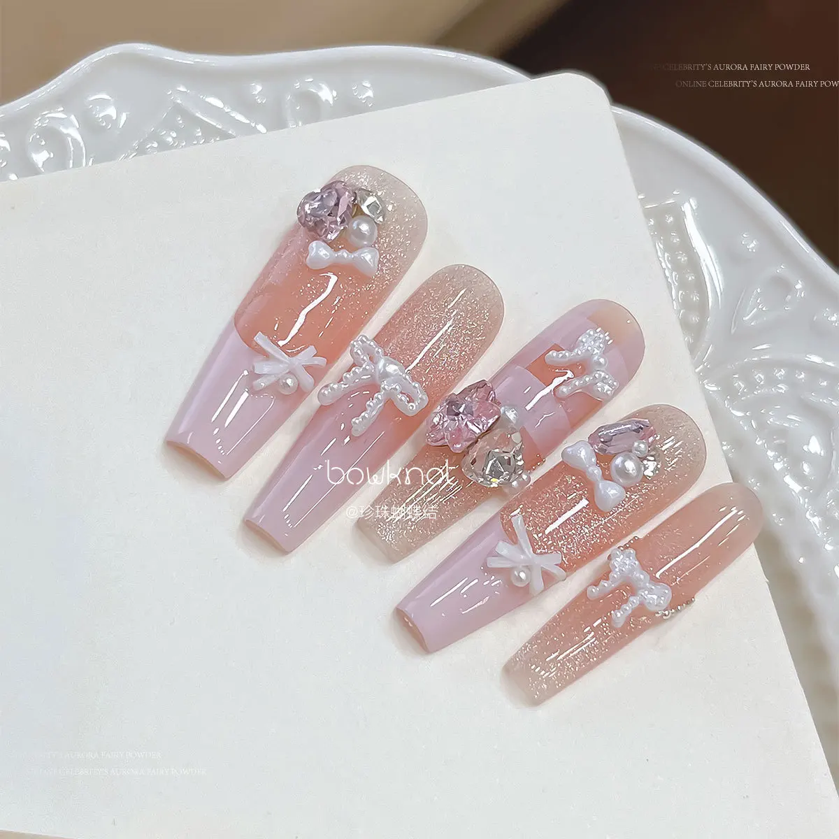 일본식 한국식 달콤한 컬러풀 리본 나비 진주 레오파드 눈송이 크리스마스 별 네일 아트 액세서리 장식