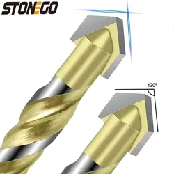 STONEGO Masonry Drill Bit, 6/8/10/12mm Concrete Tile Glass Wood Drill Bit Tungsten Carbide Tips, for Wall, Metal, Ceramic, Brick