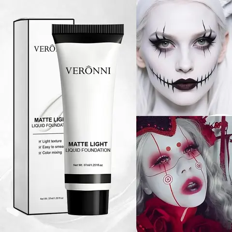 Halloween puro branco maquiagem fundação misturável branco puro fundação ajustador corretivo pintura facial maquiagem palhaço cos carnaval