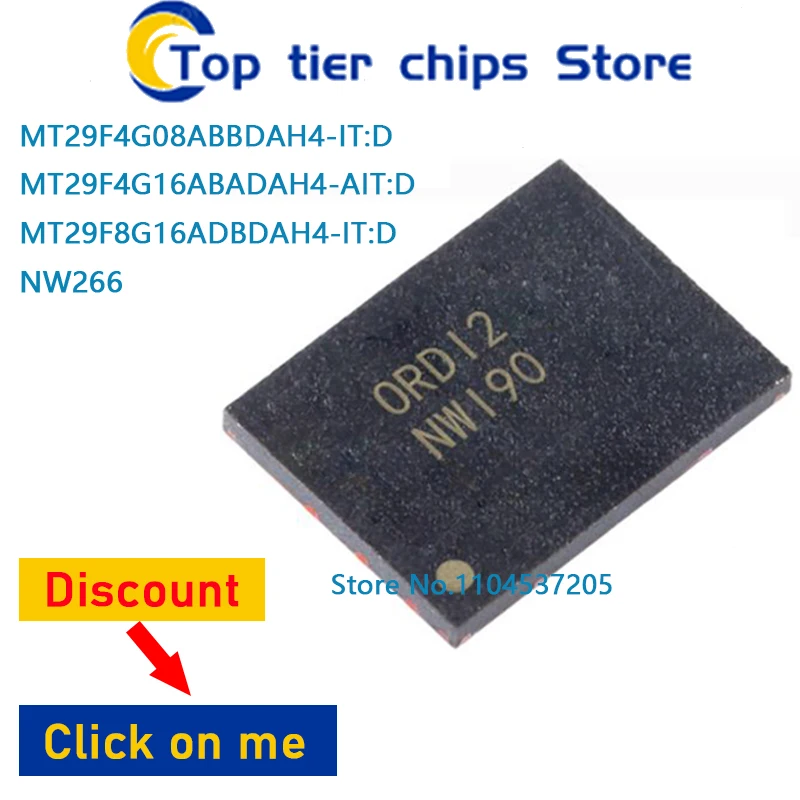 

1 шт./лот MT29F4G08ABBDAH4-IT:D MT29F4G16ABADAH4-AIT:D MT29F8G16ADBDAH4-IT:D NW266 BGA 100% НОВЫЙ
