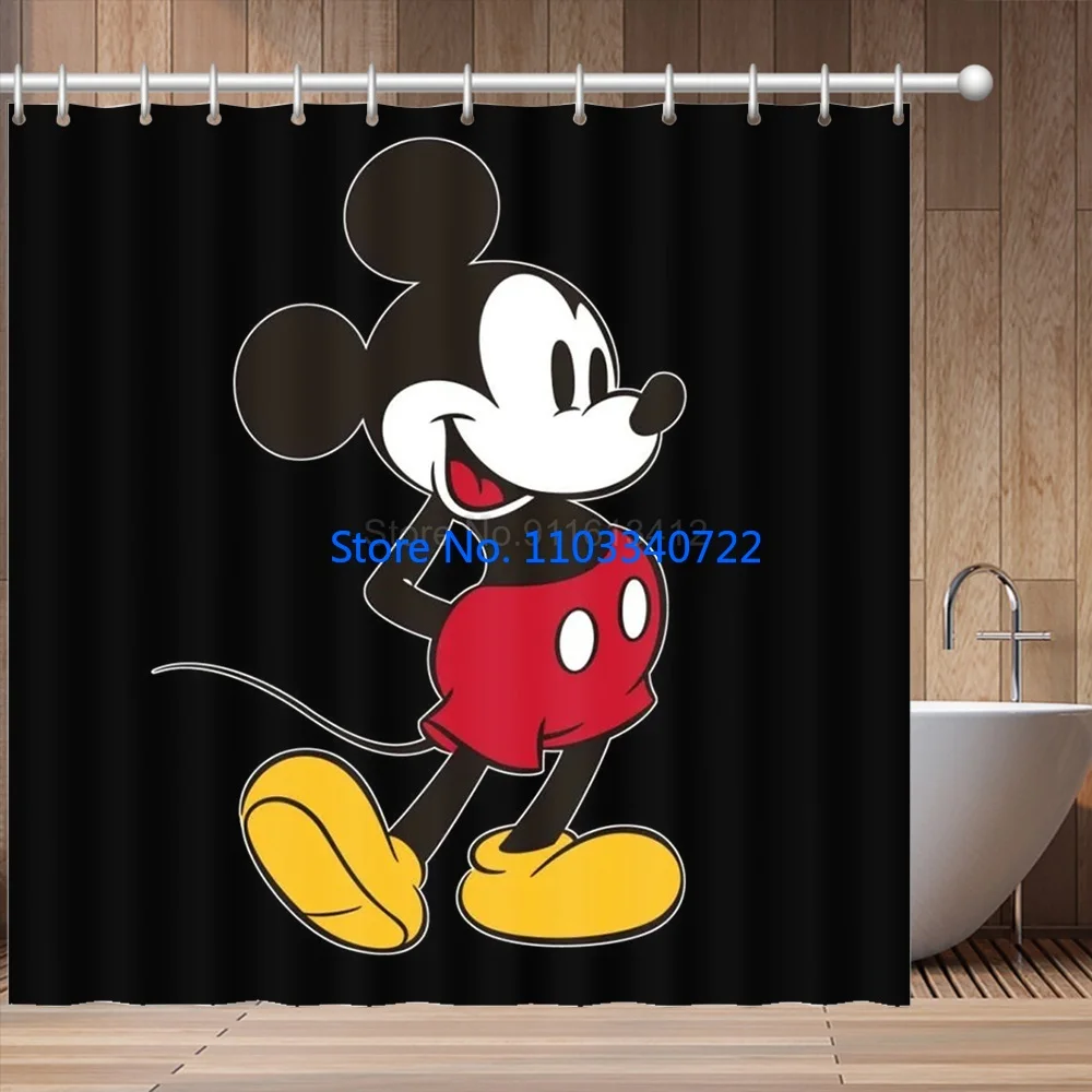 Cartoon Mickey Minnie Mouse Shower Curtain 1pcs Cartoon Bath Screen Curtains with Hooks for Bathroom Decor Waterproof