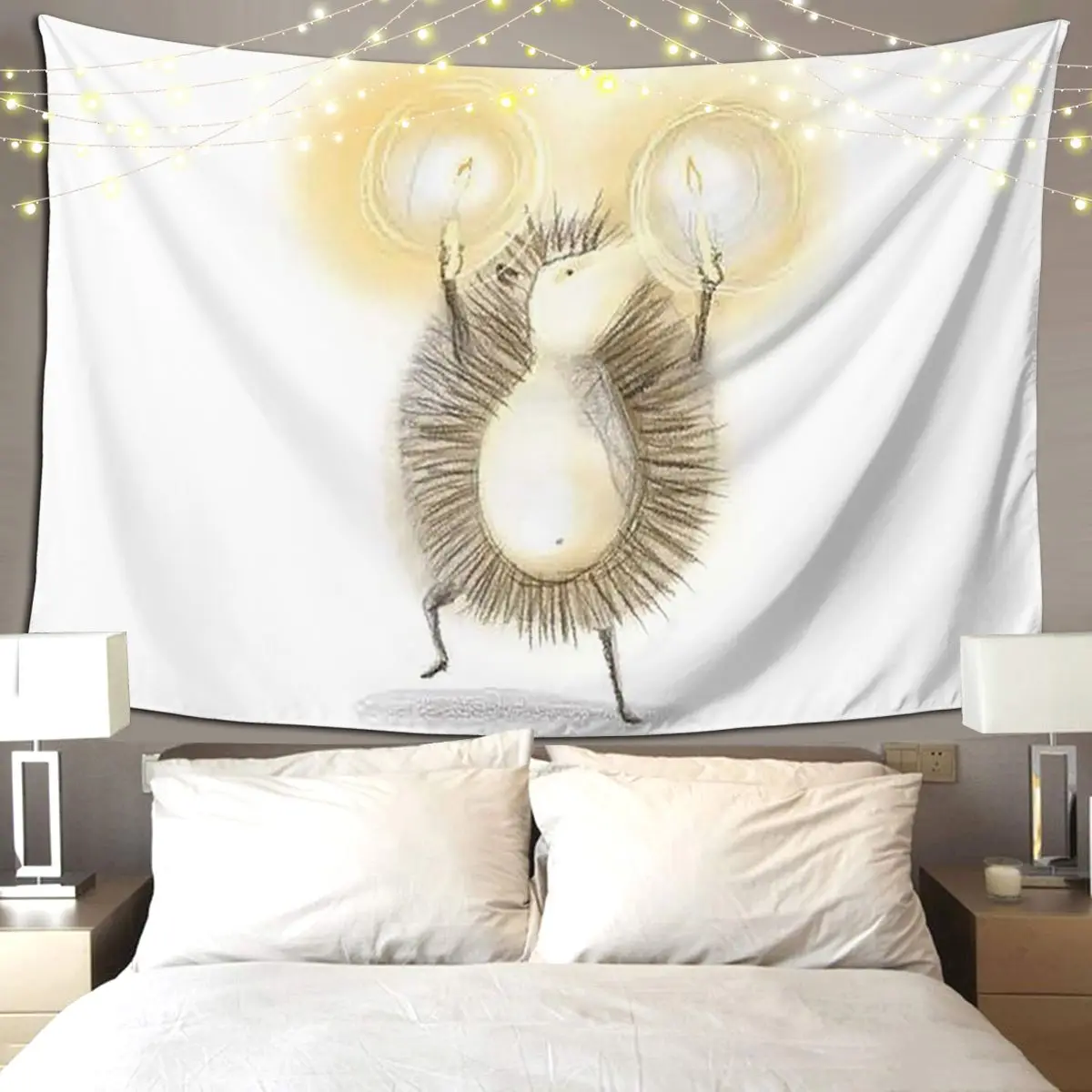 

Greinneog A Thugann Solas (light Bringer Hedgehog) Tapestry Art Wall Hanging Aesthetic Home Decor Tapestries for Living Room