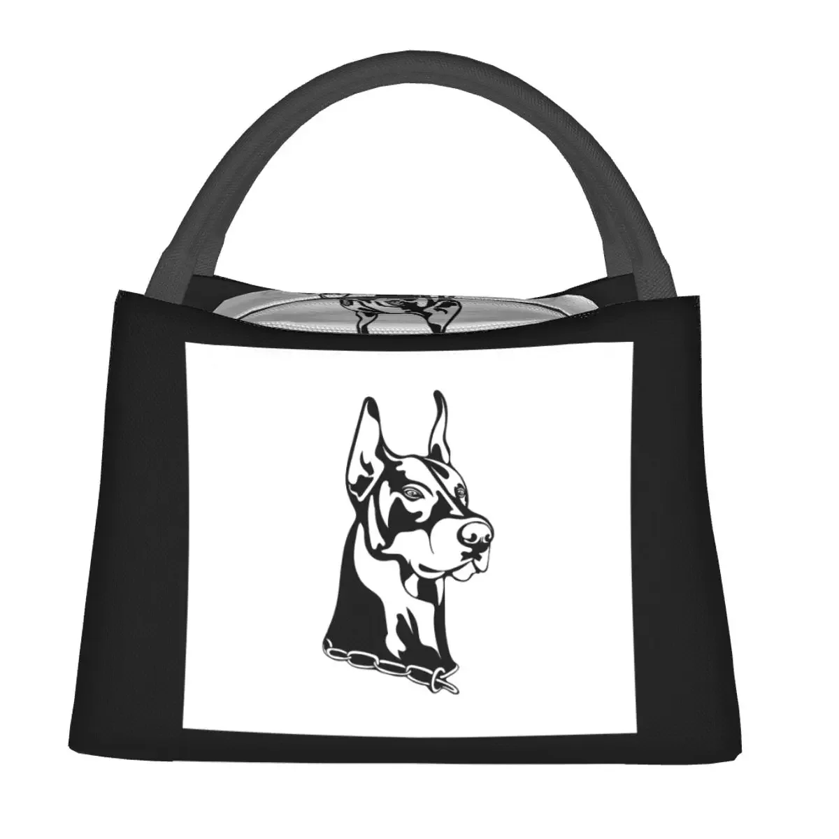 دوبيرمان الكلب الناب صورة أكياس الغداء معزول بينتو صندوق مانعة للتسرب حمل أكياس نزهة برودة حقيبة حرارية للمرأة الاطفال مكتب