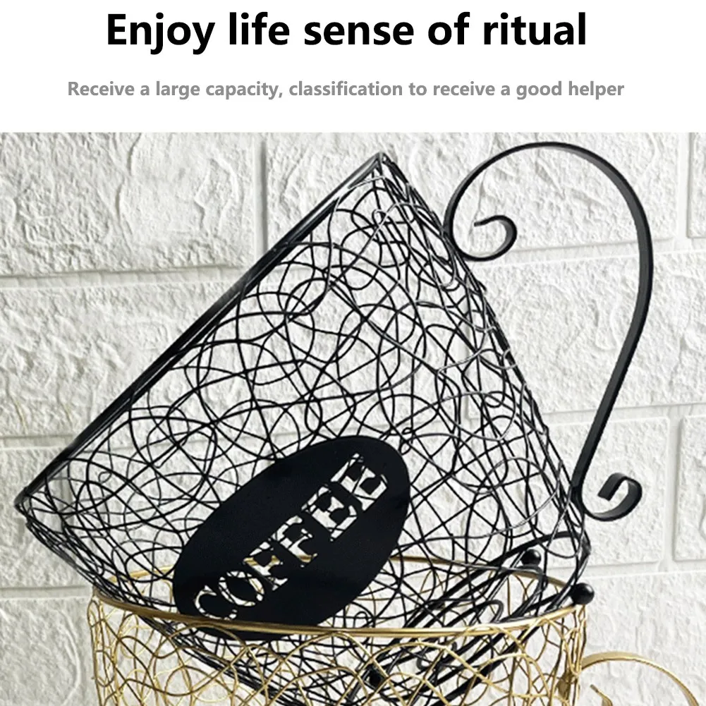 Coffee Capsule Universal Storage Basket for Home Cafe Hotel Golden