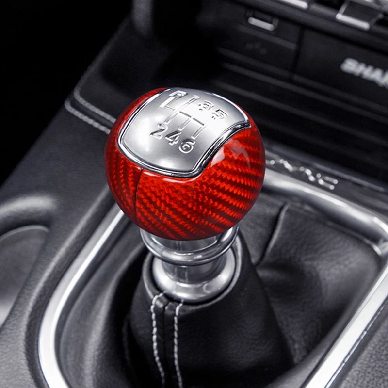 For Ford Mustang Gear Shift Knob Cover Carbon Fiber For Mustang 2015-2022 Accessories Manual Gear Shift Knob Trim Car Stickers