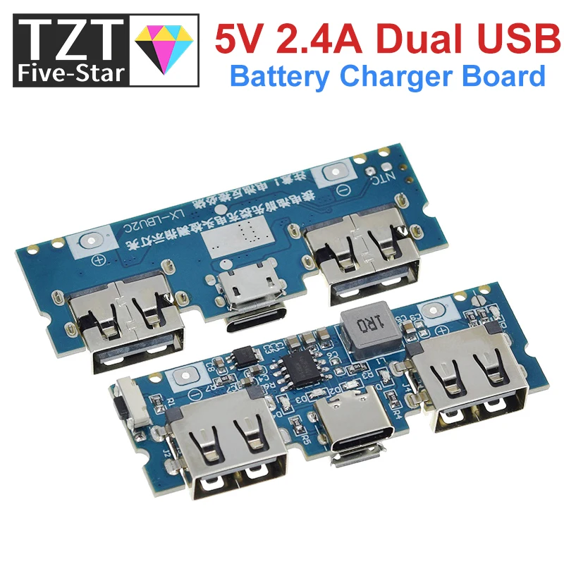 Micro/Type-C USB 5V 2.4A Dual USB 18650 Boost Battery Charger Board Mobile Power Bank Accessories For Phone DIY