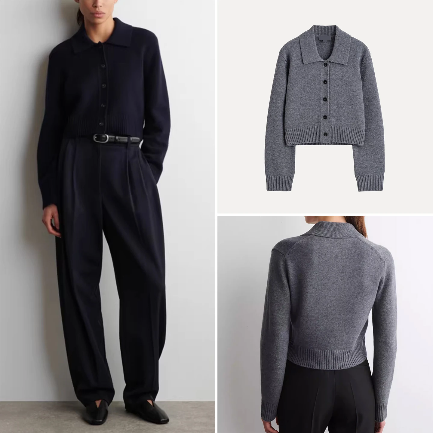 

Faionable Simple Sle Women's Knitted Cardigan Turn-down Collar Long Sve ort Length Button Closure European Sle Win...