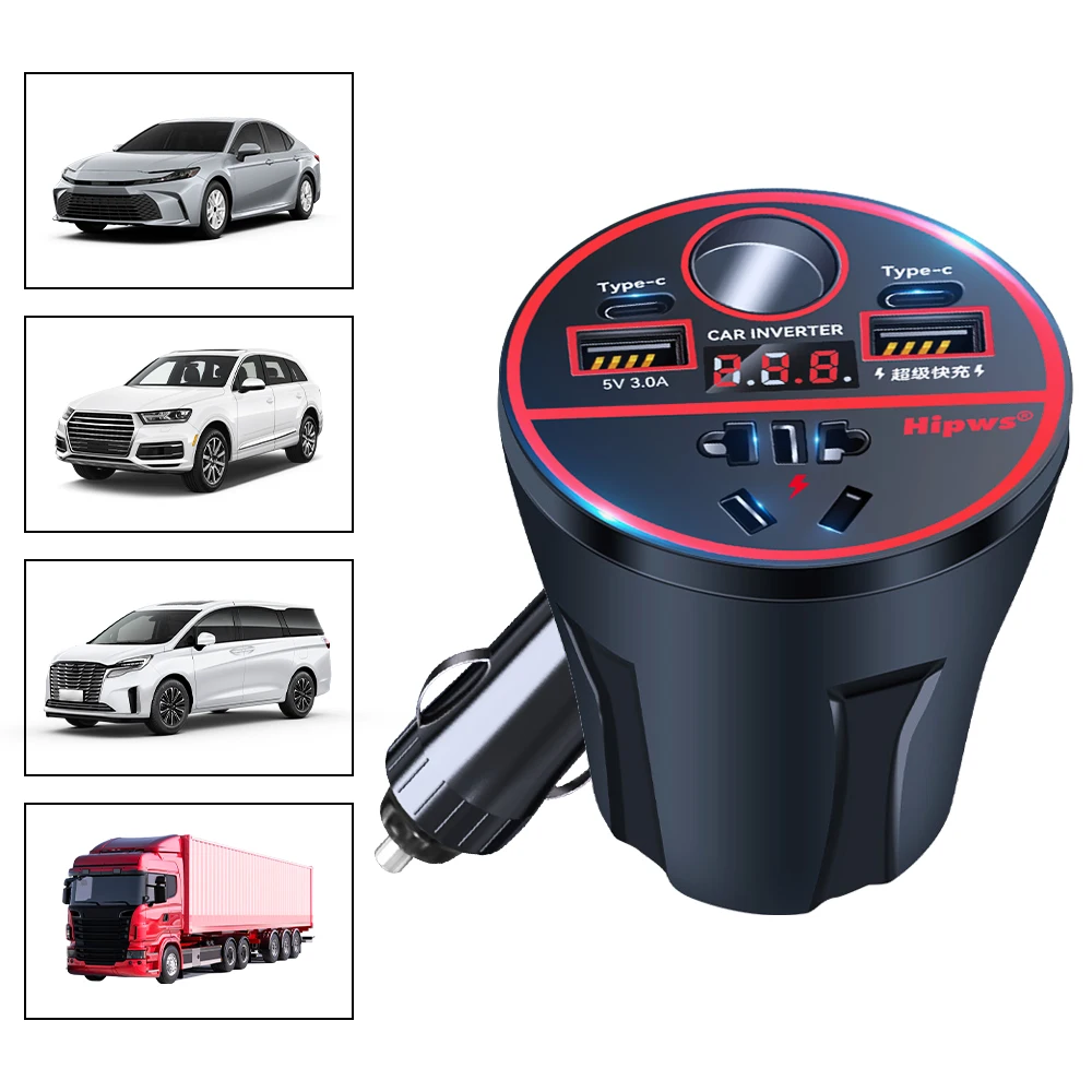 200W Auto-USB-Schnellladegerät – Zigarettenanzünder-Adapter, QC3.0+PD, Typ C, Digitalanzeige, Universeller Fahrzeugadapter