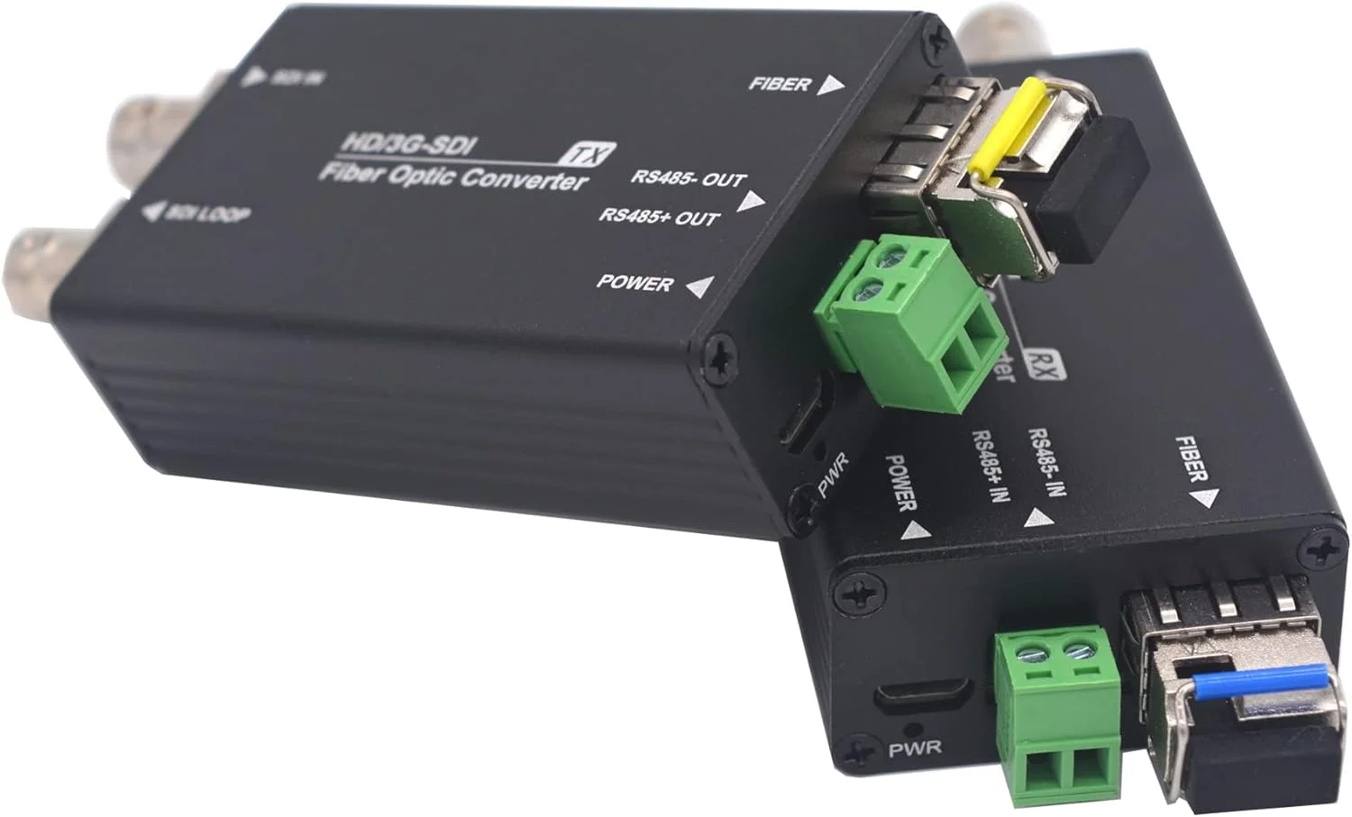 Mini 3G-SDI Over Fiber Extender Uncompressed Full HD Broadcast Quality LC Singlemode Single Fiber up 20Km, Multimode up 500m