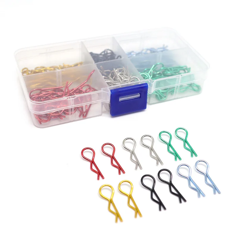 6 Colors 180PCS New Metal RC Car R-Type Body Clips Replacement Parts for 1/10 1/12 On-Road RC Nitro/Electric Car Models