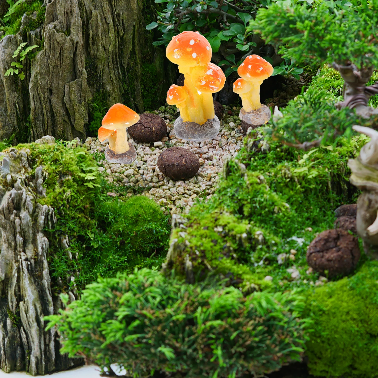 

3 Pcs Mushroom Decor Mushrooms Figurines Resin Decor Micro L nament Desk Garden Statue Bonsai Table Accessories