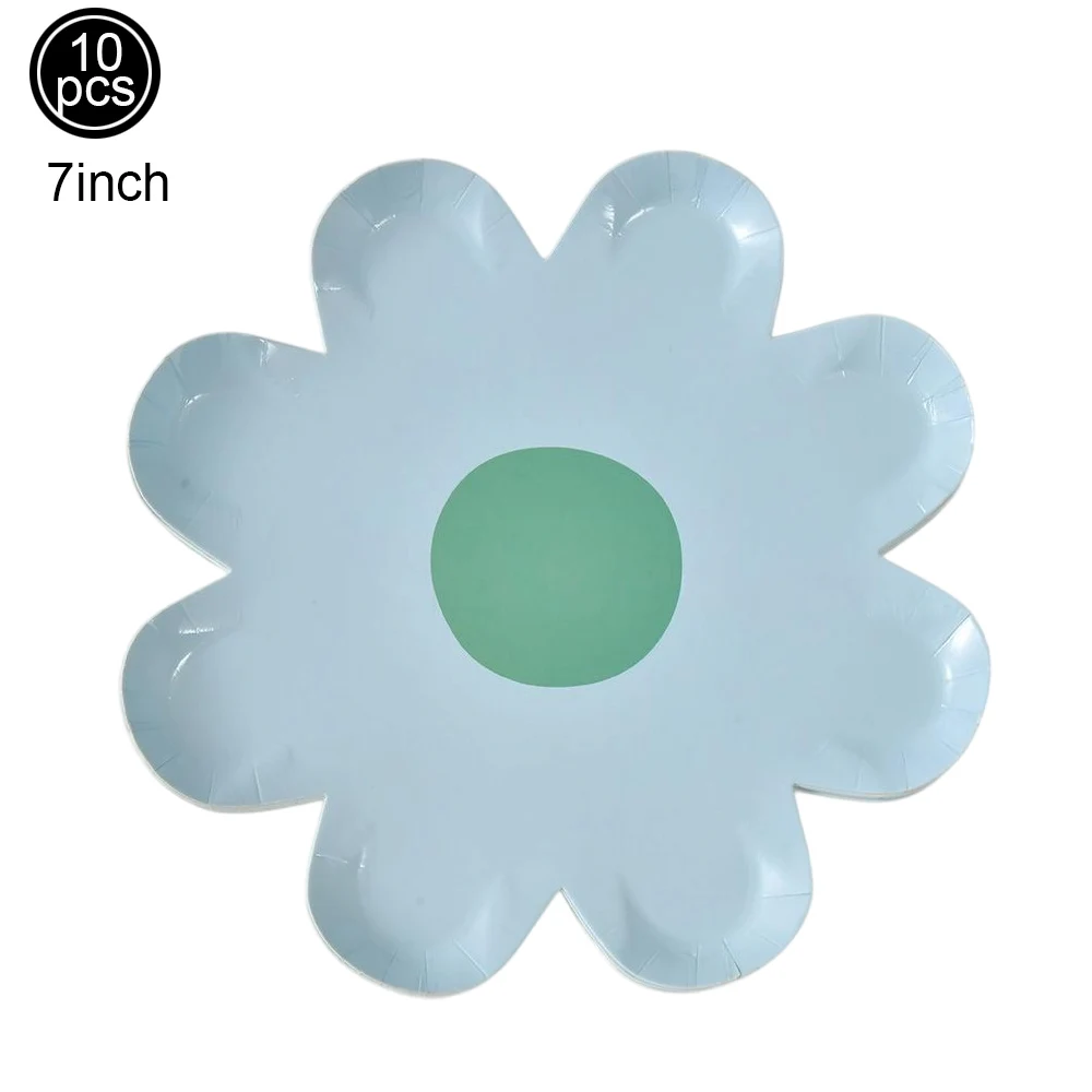 10/20/30/40/50Pcs Einweg Daisy Blume Pappteller Dessert Kuchen Platten Geburtstag Thema Party baby Dusche Dekoration Lieferungen – Detail 6