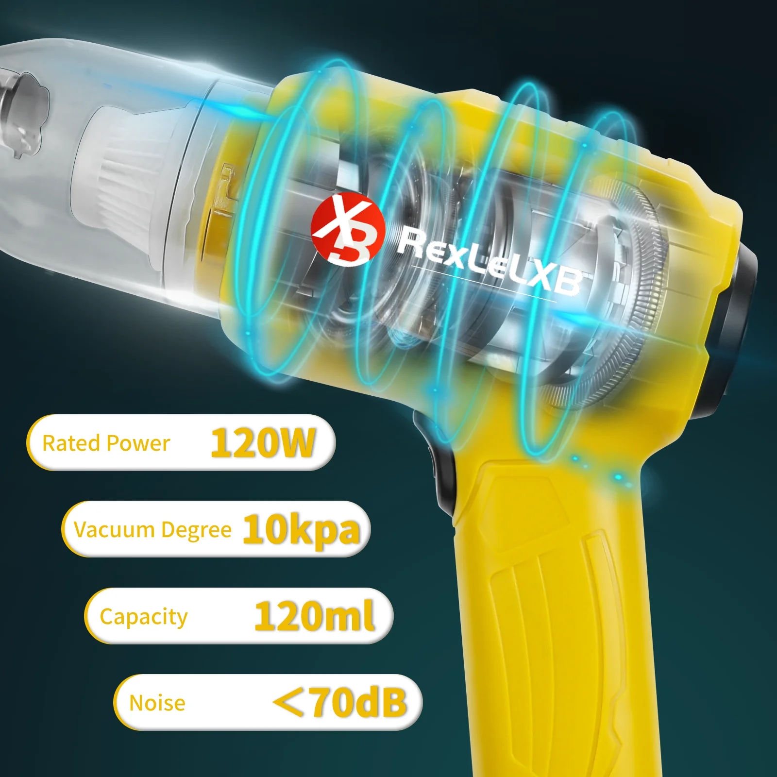 Draadloze mini-stofzuiger 10000PA Krachtige 2-in-1 handstofzuiger en luchtstofzuiger voor Dewalt 20V batterij (geen batterij)