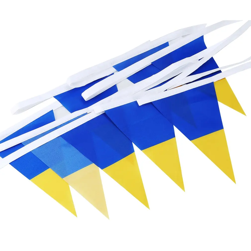 String Flag Ukraine Triangular String Flag Ukraine Triangular National Flag Banner Activity Parade Festival Decor 10M 15 Sides