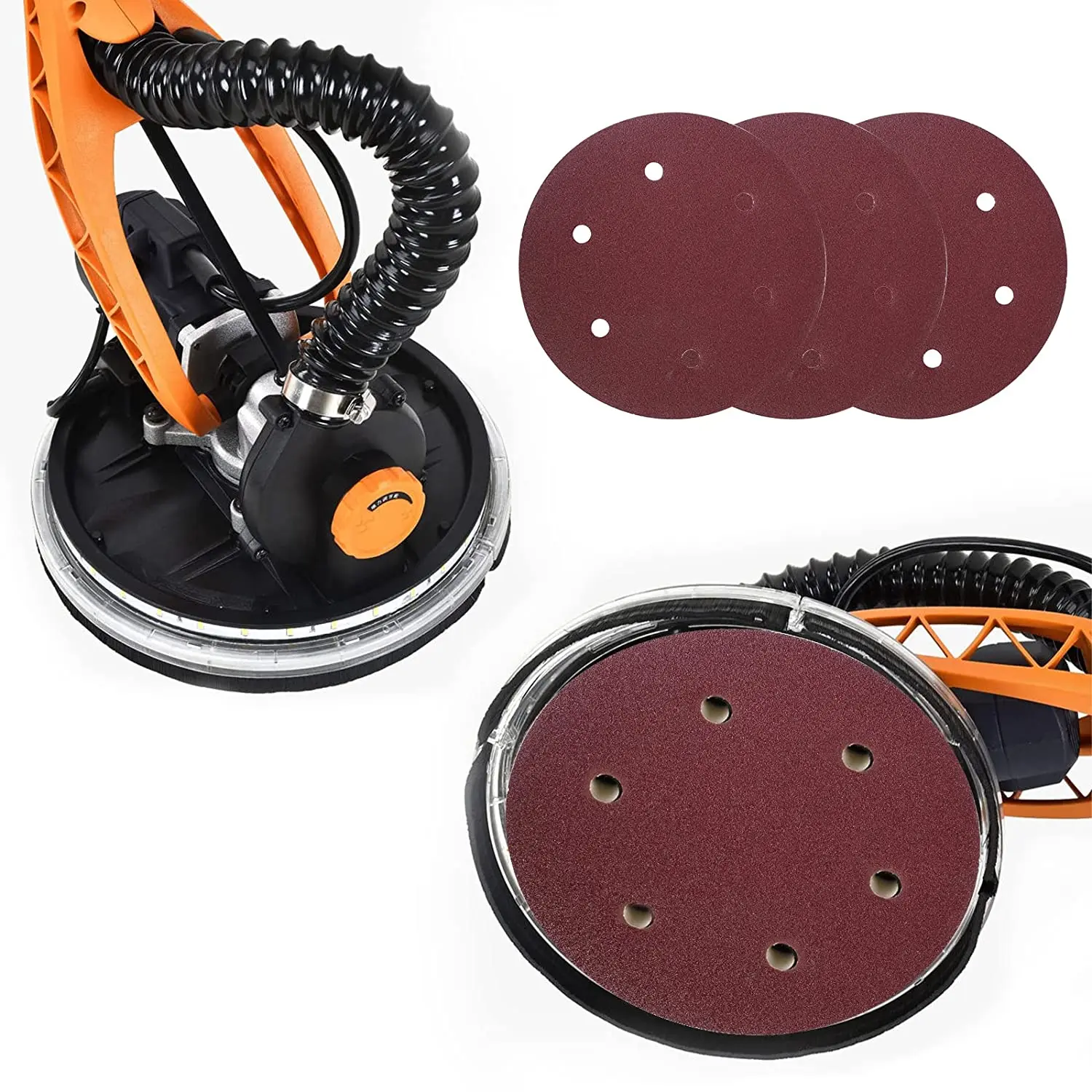 30ชิ้นแผ่นกระดาษทรายขนาด225มม. 120กระดาษทรายวงแหวนและตะขอกระดาษทรายแผ่นกระดาษทราย6รูสำหรับเครื่องขัดกระดาษทรายคอยาว