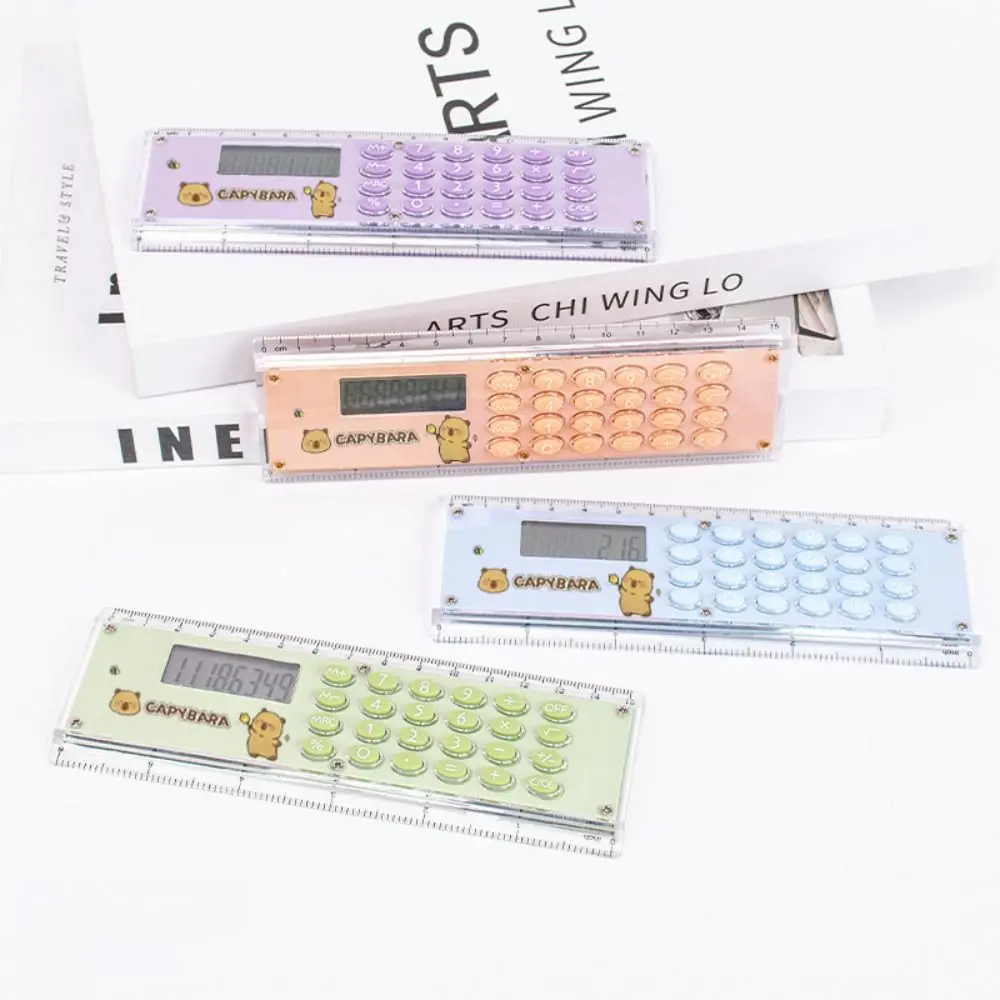 

Новый калькулятор линейки капибары, мини-калькулятор с силиконовой кнопкой, прямая линейка, мультяшная 8-значная прямая камера для студентов
