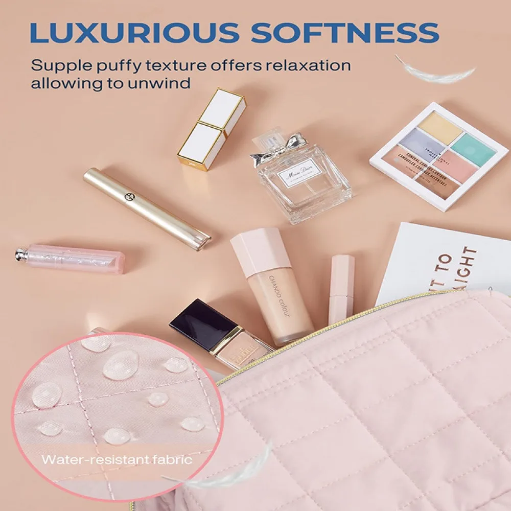Large-capacity portable travel storage waterproof toiletry bag cloud bag quilted down silk cotton makeup bag