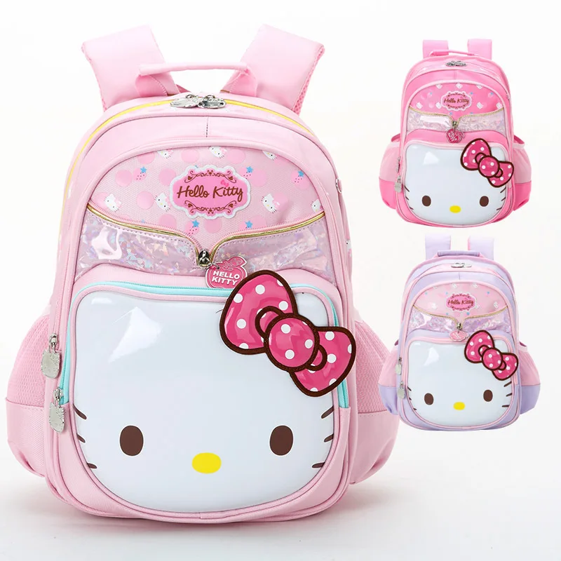 

Cute Hello Kittys School Bag Student Grade 1-3-5 Backpack Spine Protection Burden Reduction School Bag Girl Fashion Cartoon Bag